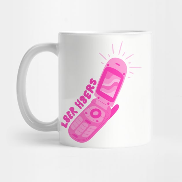 L8er H8ers y2k Pink Flip Phone by Moon Ink Design